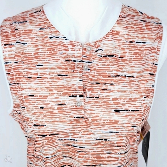 PGA TOUR Wmns Fusion Coral Pebble Beach Print Sleeveless Golf Shirt Top M NWT - Picture 4 of 12